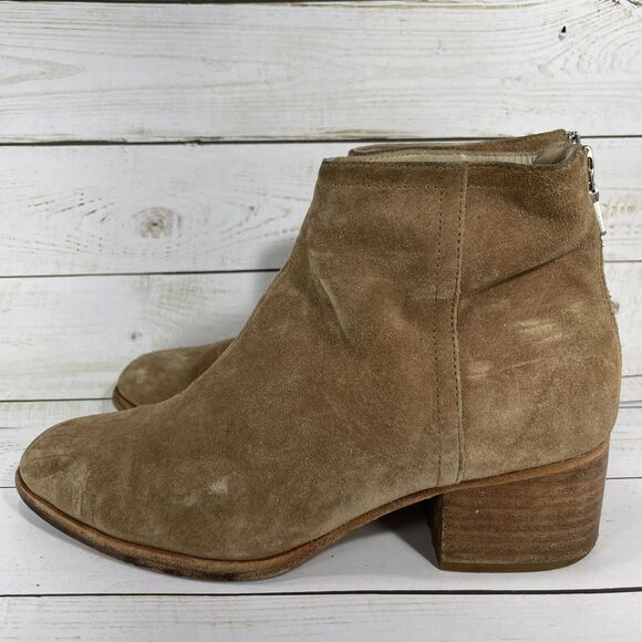 Rag & Bone Wesley Suede Back Zip Ankle Boots Chestnut Tan Womens Size 36 US 6 - Picture 4 of 10